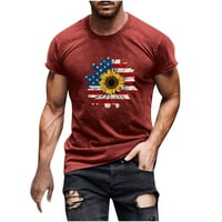 Мъжки памучни бельо върхове отстъпка модна слънчогледова щампа тениски дрехи лято ризи с къс ръкав кръг на врата пуловер Независимост