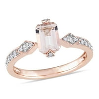 Миабела Дамски осмоъгълник Морганит карат диамант 10кт Розово злато годежен пръстен