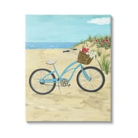 Ступел индустрии син велосипед Цвете цвят кошница плаж пясък живопис галерия увити платно печат стена изкуство, дизайн от шарън