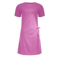 Honeeladyy рокли за жени Лятна ежедневна свободна мода Атрактивна тънка рокля небрежна солидна рокля Плисиен дизайн