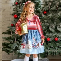 Небрежна рокля за момичета малко дете бебе деца момичета Коледа Санта райе пачуърк принцеса рокли дрехи