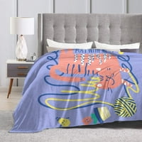 Антилпилинг ултра меко покривно одеяло за покритие на микро руно за диван за легло, лилаво карикатурно одеяло за хвърляне на котка