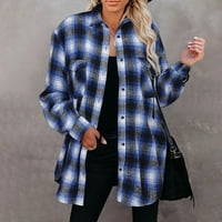Върхове за жени ежедневни модни разхлабени уютен клирънс палта син S-6XL
