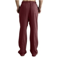 BadyMincsl Мъжки панталони Продаване Продажба Мъже солидни ежедневни еластични ленти за талия памучен панел панталони панталони