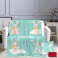 Великденско зайче яйца фланелено одеяло с калъфи за възглавници за всички сезон топли удобни хвърляния спално бельо за великденски
