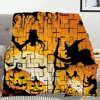 Хелоуин декоративно одеяло с калъф за възглавници ,, скелет на скелет на ужасите гробище Тиквен фенер Misty Dead Halloween одеяло
