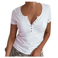 BINMER женски връх, плюс върхове с размер с къс ръкав тънка тениска с къси ръкави с копче с къси ръкави с къси ръкави