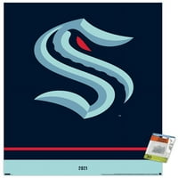 Сиатъл Кракен - плакат за стена с лого с щифтове, 22.375 34