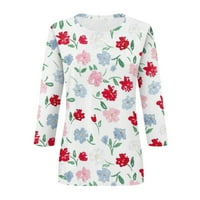 Стронгтен женски нов кръгъл врат модни ръкави за печат флорална тениска от тениска тънка топ ежедневни върхове блузи за жени облечени