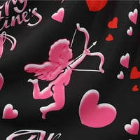 Женски реколта Свети Валентин забавна любов щампа с дълъг ръкав парти абитуриентски рокля горещо розово l