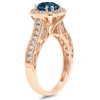 2. CT Brilliant Round Cut Clear Simulated Diamond 18K Rose Gold Halo Solitaire с акценти пръстен SZ 8.25