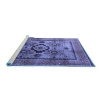 Ahgly Company Machine Pashable Indoor Round Oriental Blue Modern Area Rugs, 5 'кръг