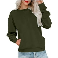 cllios дамски суичъри кръгли шия солиден цвят топ модерен пуловер суичър с дълъг ръкав ежедневна риза блуза с джобове