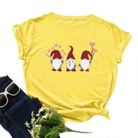 iopqo тениски за жени дамски Свети Валентин отпечатани с къси ръкави върхове блуза тениска женски върхове