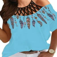 Niuer плюс размер студени върхове за рамо за жени флорални летни ризи свободни ежедневни блузи модерни големи ризи върхове размер