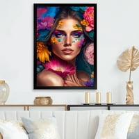 Дизайнарт флорални чувствен жена Портрет Ив рамкирани стена изкуство