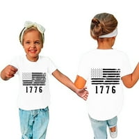 Тениска на Rovga за момичета върхове деца на малки деца, 4 юли 3d Графични отпечатани тийнейджъри Момичета момичета новост модна тениска с къс ръкав унизинг Небрежни в?