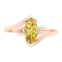 2. CT Brilliant Marquise Cut Natural Citrine 14K Yellow Gold Politaire Ring SZ 8.25