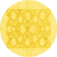 Ahgly Company Indoor Round Ориенталски жълти традиционни килими, 5 'кръг