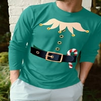 Ma croi мъжки празнична зимна ваканционна графична печат зелен тройник елф костюм класически риза за врата на дълъг ръкав