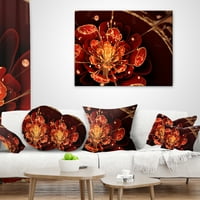 Дизайнарт цвете с червени Златни венчелистчета - флорална възглавница за хвърляне-12х20