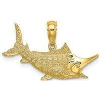 FineJewelers Kt Жълто злато 2-D текстуриран марлин риба очарова женски възрастен