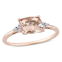 Карат Т. Г. в. Морганит и диамант - акцент 14кт годежен пръстен от розово злато
