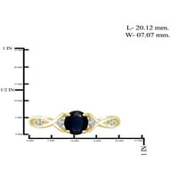Бижутериклуб Сапфирен Пръстен Бижута От Рожден Камък-1. Карат сапфир 14к позлатен Сребърен пръстен бижута с бял диамантен акцент-скъпоценни камъни пръстени с хипоа?