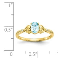 10k жълто злато светлина швейцарски син топаз и истински диамантен пръстен
