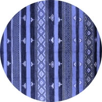 Ahgly Company Indoor Round Solid Blue Modern Area Rugs, 6 'кръг
