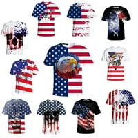 Летни мъже Тениска на бодибилдинг американски тениска за независимост на тениски ретро САЩ флаг за къси ръкави за къси ръкави