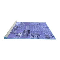Ahgly Company Machine Wareable Indoor Rectangle Packwork Blue Transitional Area Rugs, 4 '6'