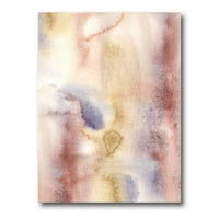 Пастелни абстрактни с розови тъмно сини и жълти петна живопис платно Арт Принт