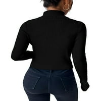 Елегантни обикновени пуловери с дълъг ръкав с дълги ръкави черни пуловери