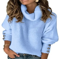 Капрез Дами бутони Декор пуловер Външно облекло твърди цветове джъмперни върхове Работа пуловер Трутлек плетени пуловери