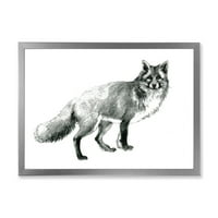 Дизайнарт 'черно-бял портрет лисица' къща в рамка Арт Принт