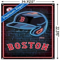 Бостън Ред со-неон каска стена плакат с пуш щифтове, 14.725 22.375