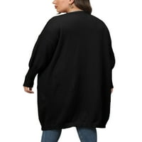 Beiwei жени жилетка пуловер плетен палто със средна дължина твърд цвят отворен предно stwear дълъг ръкав небрежно свободно паднало