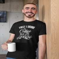 Първо пия кафе тениска мъже -smartprints дизайни, мъжки среден